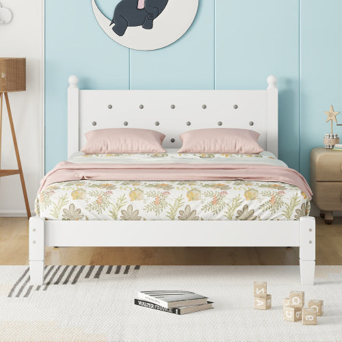 Bellemave® Twin Size Platform Bed with Button-Decoration Headboard