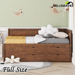 Bellemave® Wooden Daybed with Drawers and Shelves