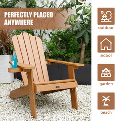 Bellemave® Adirondack Chair with Cup Holder All-Weather and Fade-Resistant Plastic Wood