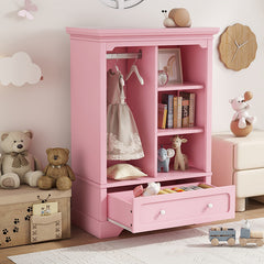 Bellemave® Open Children's Wardrobe with a Hanging Rod and Open Shelves, One Large Drawer