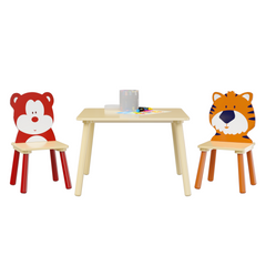 Bellemave® 3 Pieces Toddler Table and Chair Set(Bear&Tiger)