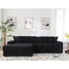 Bellemave® 111" Oversized Two-Piece L Shaped Corduroy Sofa with Armrests and 8 Throw Pillows