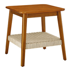 Bellemave® 23" Mid-Century Side Table with Woven Shelf