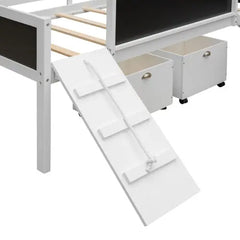 Bellemave® Twin Size Low Loft Bed with 2 Storage Boxes