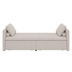 Bellemave® Modern Upholstered Chaise Lounge with Pillows and 2 Drawers, No Mattress Needed