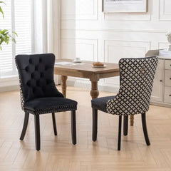 Bellemave® 2-Pcs Set Modern High-end Tufted Solid Wood Contemporary Velvet Upholstered Dining Chair with Wood Legs Nailhead Trim Bellemave®