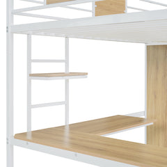 Bellemave® Twin Size Loft bed with L-shape Desk and Wardrobe