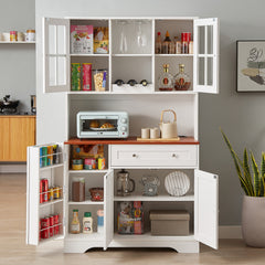 Bellemave® Modern Kitchen Pantry Storage Cabinet with Charging Station