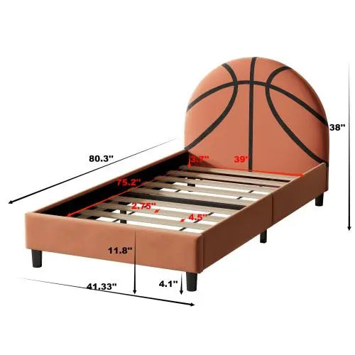 Bellemave® Twin Size Basketball Design Upholstered Platform Bed Bellemave®