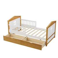 Bellemave® Twin Size House Shape Bed with Two Drawers