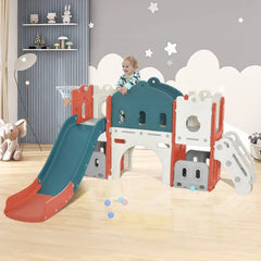 Bellemave Freestanding Castle Climber and Slide Set 6 in 1 with Basketball Hoop Bellemave