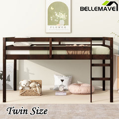 Bellemave® Twin Size Wooden Loft Bed with Ladder, Bed Platform of Strengthened Slats