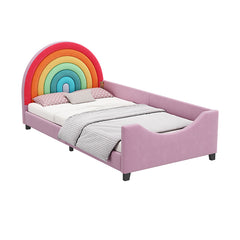 Bellemave® Twin Size Rainbow Upholstered Daybed,Cute Style Princess Bed