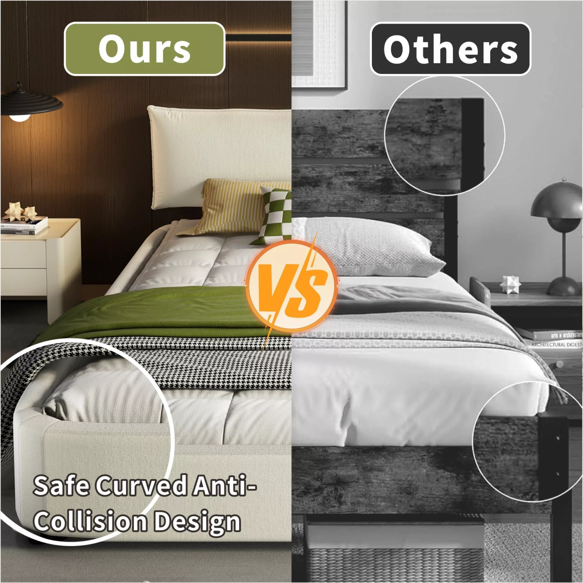 Round Corner Cloud Bed Frame Safety Comparison
