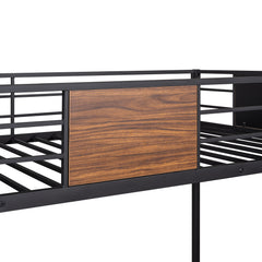 Bellemave® Twin Over Full Modern Metal Bunk Bed with Safety Rail and Built-In Ladder