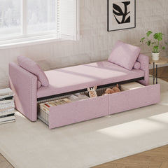 Bellemave® Modern Upholstered Chaise Lounge with Pillows and 2 Drawers, No Mattress Needed