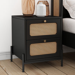 Bellemave® Modern Cannage Rattan 2-Drawer Nightstand