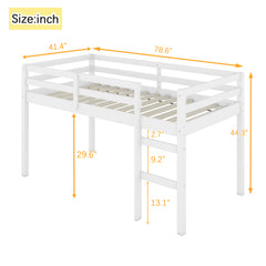 Bellemave® Twin Size Wooden Loft Bed with Ladder, Bed Platform of Strengthened Slats