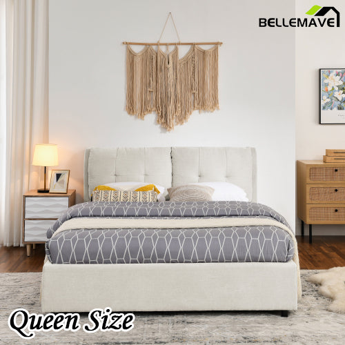 Bellemave® Storage Upholstered Hydraulic Platform Bed with Integrated Headboard