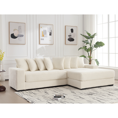 Bellemave® Oversized Two-Piece L Shaped Corduroy Sofa with Armrests and 8 Throw Pillows