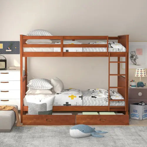 Bellemave® Bunk Bed with Ladders and Two Storage Drawers Bellemave®