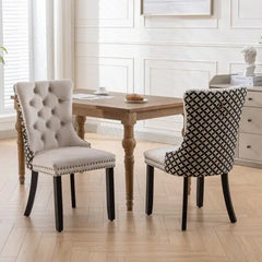 Bellemave® 2-Pcs Set Modern High-end Tufted Solid Wood Contemporary Velvet Upholstered Dining Chair with Wood Legs Nailhead Trim Bellemave®