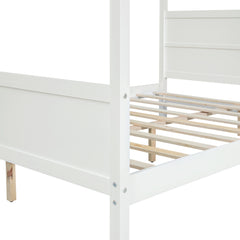 Bellemave® Queen Size Canopy Platform Bed with Headboard and Footboard,Slat Support Leg