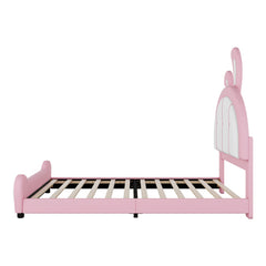 Bellemave® Twin Size Upholstered Platform Bed with Ribbit Shaped Headboard