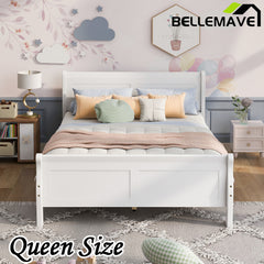 Bellemave® Wood Sleigh Platform Bed with Headboard，Footboard and Wood Slat Support