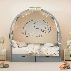 Bellemave® Twin Size Daybed with Arched Roof and 2 Drawers