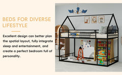 Bellemave® Metal Bunk beds Twin Over Twin Size, Bunk beds with guardrail for Kids, Floor bunk Bed, House loft Bed for Kids,Black Bellemave®