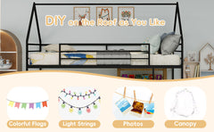 Bellemave® Metal Bunk beds Twin Over Twin Size, Bunk beds with guardrail for Kids, Floor bunk Bed, House loft Bed for Kids,Black Bellemave®