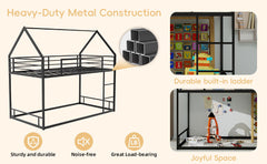 Bellemave® Metal Bunk beds Twin Over Twin Size, Bunk beds with guardrail for Kids, Floor bunk Bed, House loft Bed for Kids,Black Bellemave®