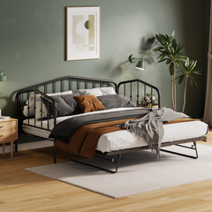 Bellemave® Twin Size Metal Daybed with Portable Folding Trundle Bed Bellemave®