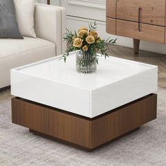 Bellemave® Square 360°Rotating Coffee Table with 2 Drawers