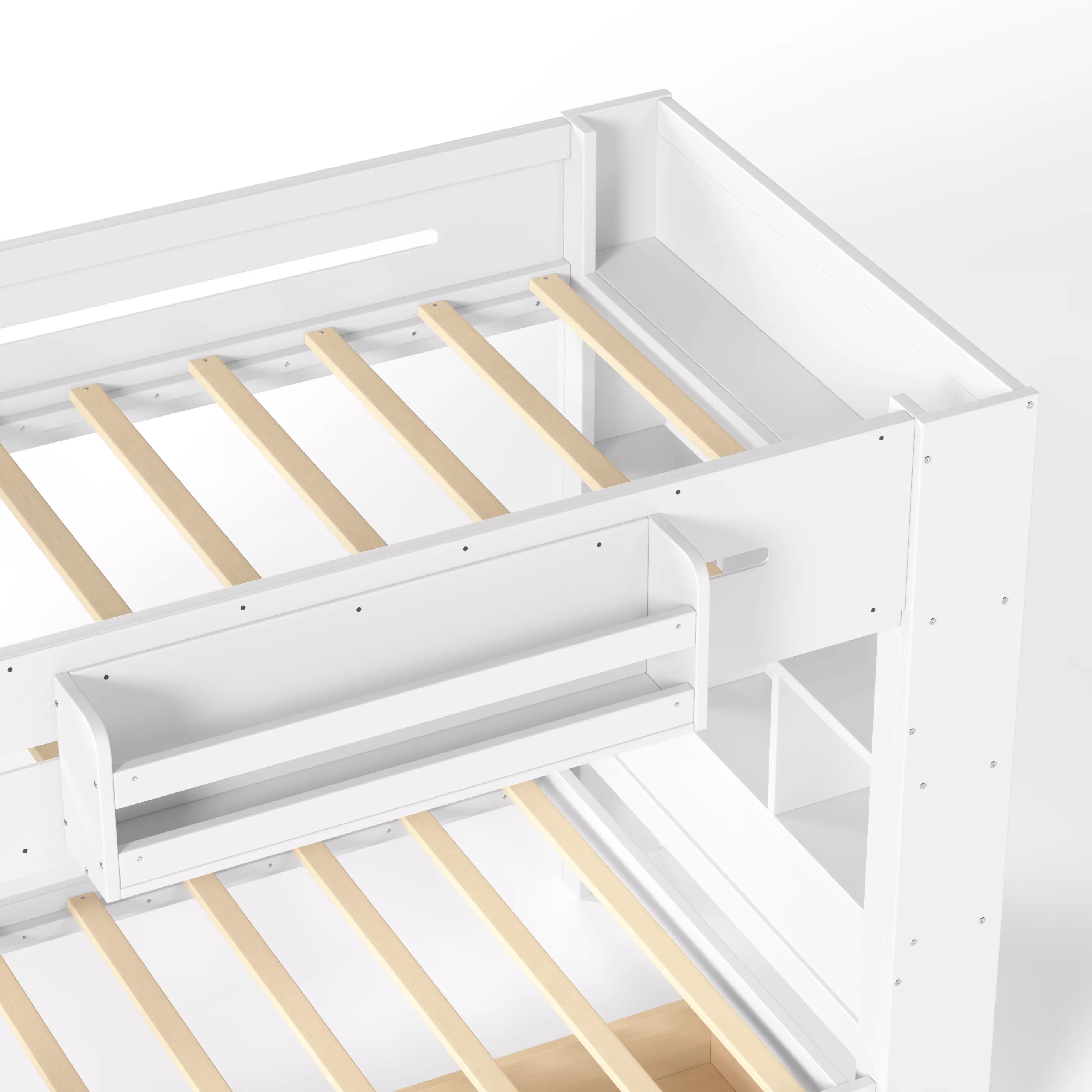 wooden slat support inside space saving bunk bed frame