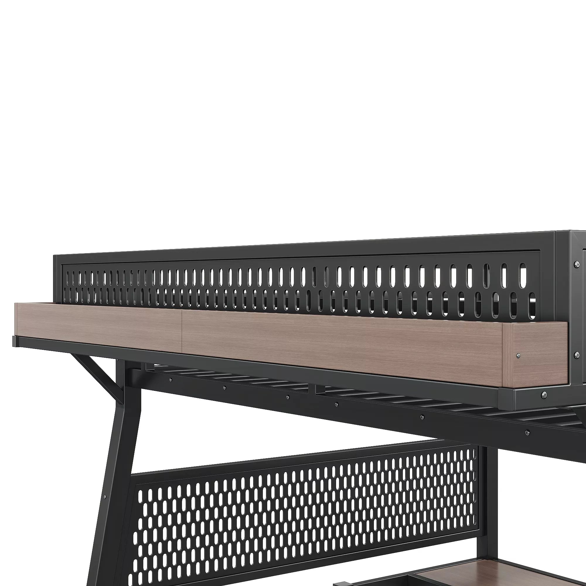Bellemave® Metal Loft Bed with Storage Stairs, USB Ports, LED Lights, Pegboard & Built-in Wardrobe, Noise-Reduced Design, Black Bellemave®