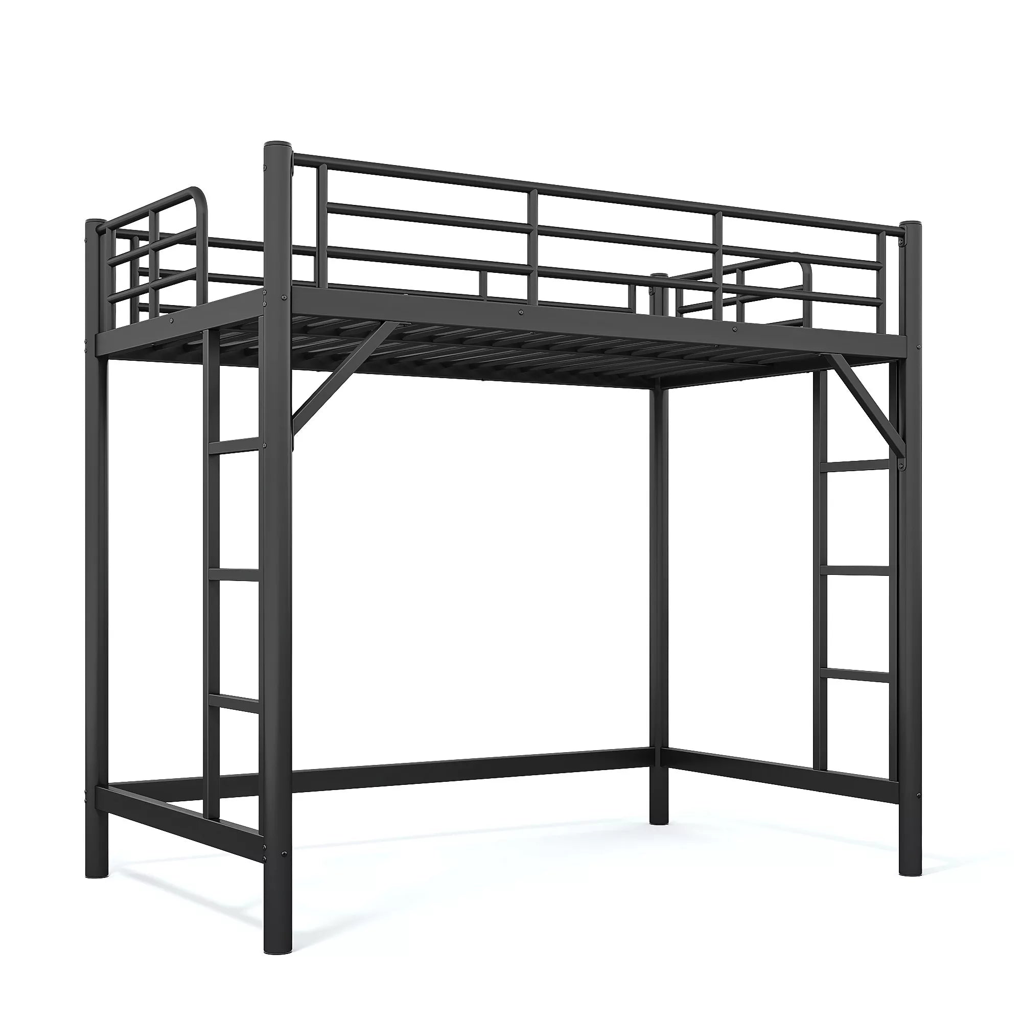 Bellemave® Metal Loft Bed with Ladder & Guardrails – Space-Saving Loft Bed Frame for Small Room, No Box Spring Needed Bellemave®