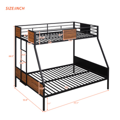 Bellemave® Twin Over Full Modern Metal Bunk Bed with Safety Rail and Built-In Ladder