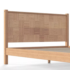 Woven Bamboo Headboard Detail on Platform Bed
