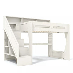 loft bed with built-in storage staircase and shelves