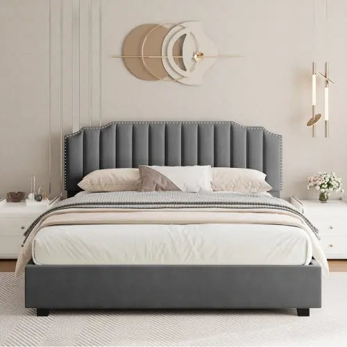 Bellemave® Queen Size Lift Velvet Upholstered Platform Bed Bellemave®