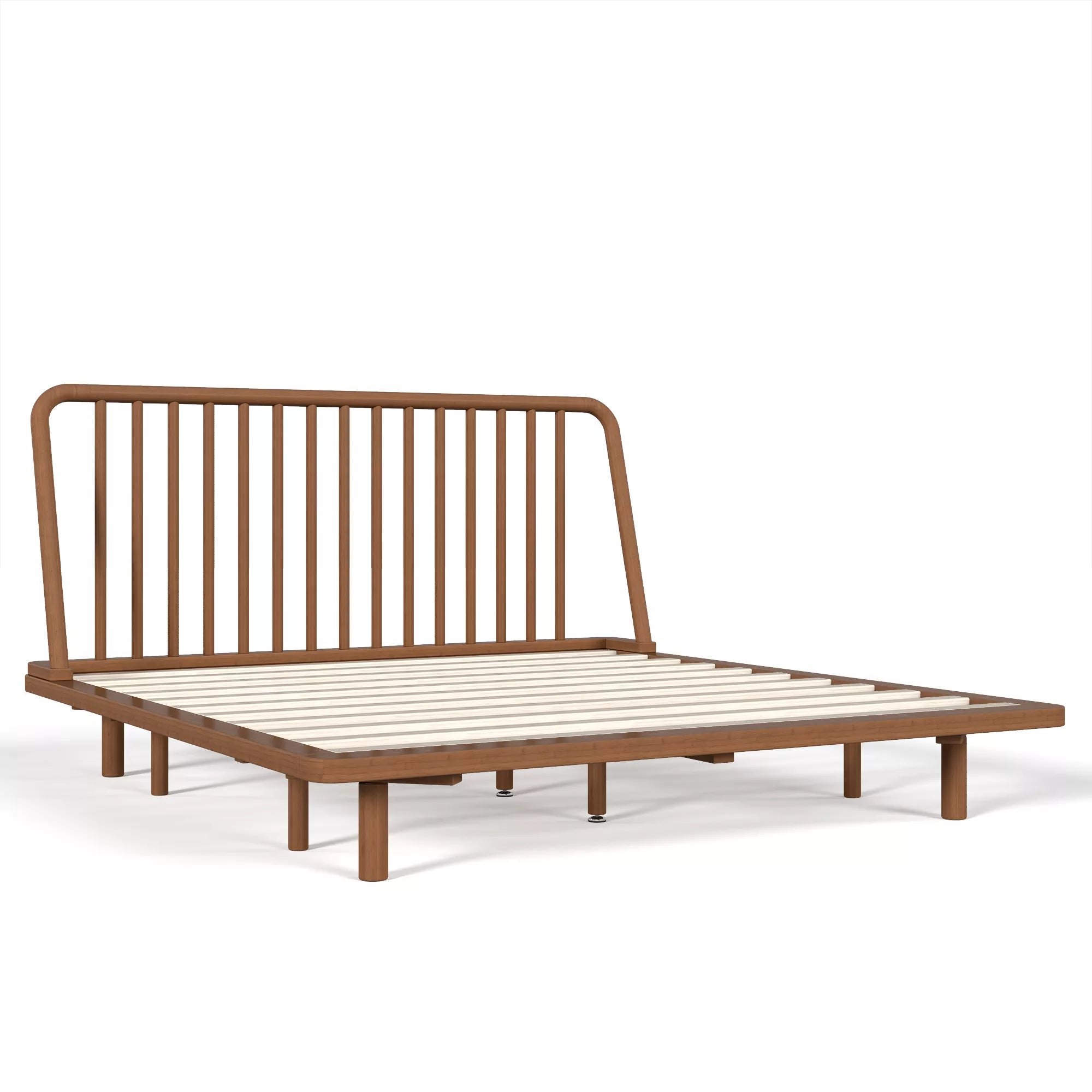 Bamboo Platform Bed Frame White Background View