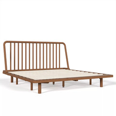 Bamboo Platform Bed Frame White Background View