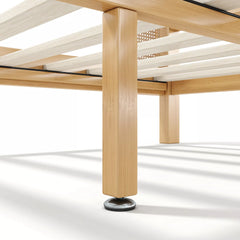 bamboo bed frame leg support detail