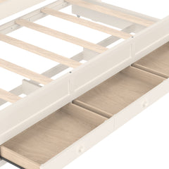 Bellemave® Twin Size Wood Canopy Bed with Upholstered Headboard,Princess Canopy Bed Frame Twin with Trundle and 3 Drawers,Twin Bed Canopy for Kids,Storage,Beige