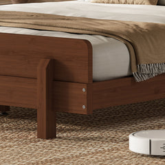 Bellemave® Bamboo Platform Bed with Modern Headboard, Bamboo Bed Frame Construction, Reinforced Support Slats Design No Box Spring Required,Brown