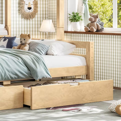 Roll‑out under bed storage drawers for solid wood bunk bed, kids bedroom storage solution