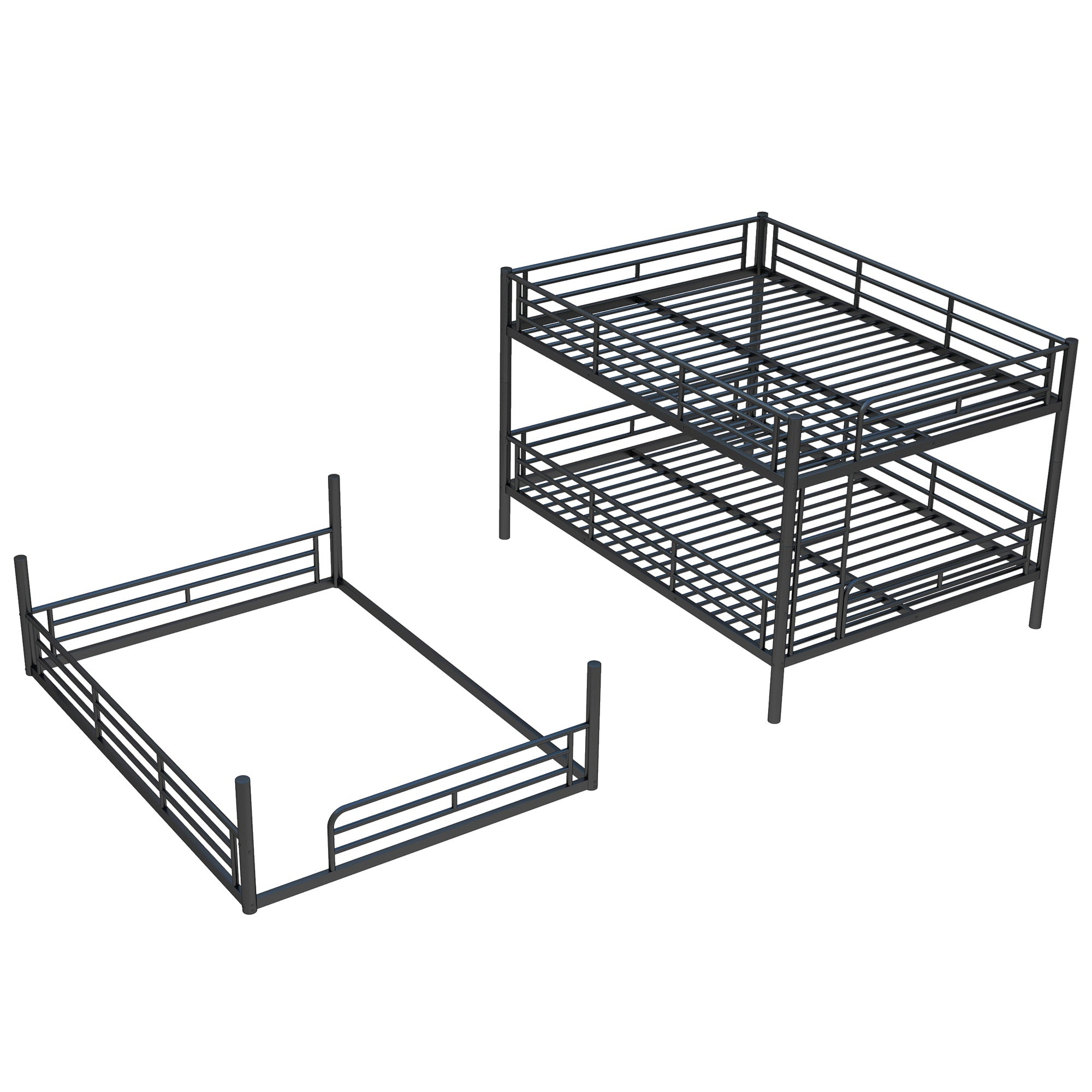 Bellemave® Twin, Full and Queen Size Metal Triple Bunk Bed with Full-Length Guardrails Bellemave®