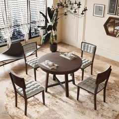 Bellemave 42" Round Dining Table Set with Cross Legs and Upholstered Dining Chairs Bellemave
